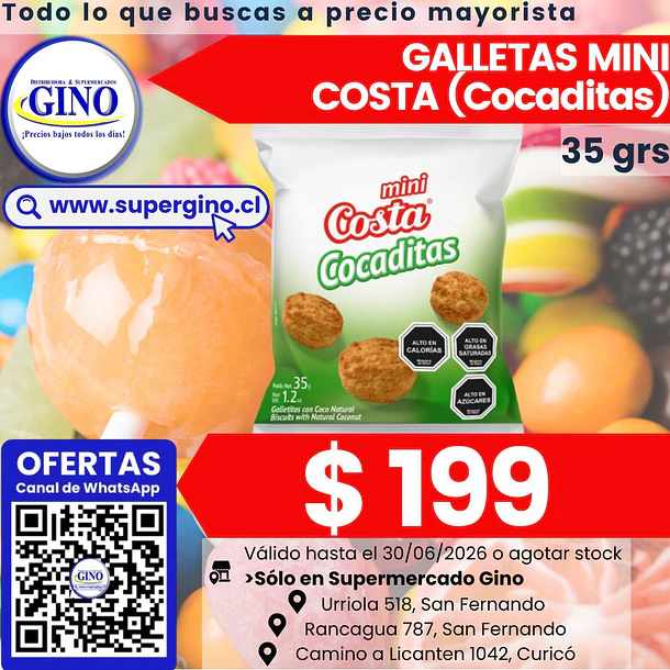 GALLETA MINI COCADITAS COSTA 35grs.  (30)          1