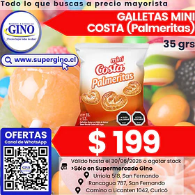 GALLETA MINI PALMERITAS COSTA 35grs.  (30)        