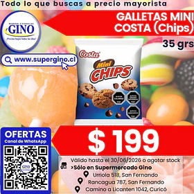 GALLETA MINI CHIPS CHOC COSTA 35 grs.    (30)