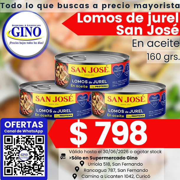 LOMOS DE JUREL SAN JOSE ACEITE 160grs.    (48) 1