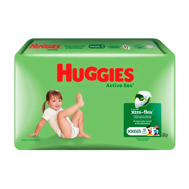 PAÑAL HUGGIES ACTIVE SEC XXG x 12un.  (8)