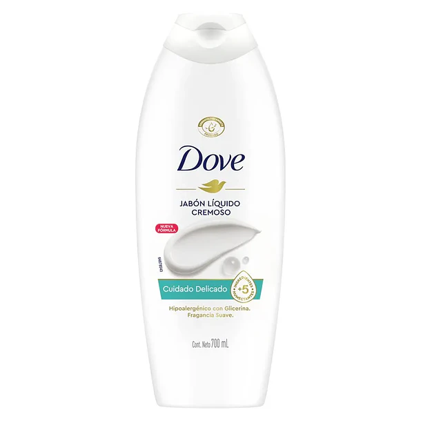 JABON LIQ. DOVE CUIDADO DELICADO BOT. 700ml.   (8)
