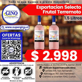 VINO EXPORTACION TERREMOTO BOT. 1.5lts.8°G.L.(Dx6)