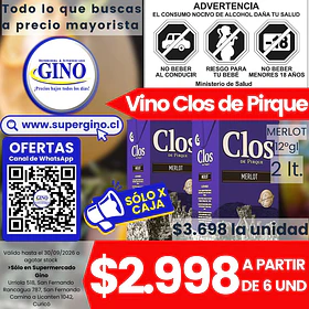VINO CLOS DE PIRQUE MERLOT 2lts.12ª G.L(DP X 6)   