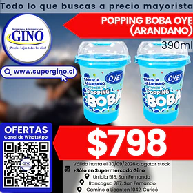 OYE POPPING BOBA ARANDANO 390ml.  (24)            
