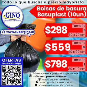 BOLSA BASURA BASUPLAST 50x70 x 10un.  (100)       