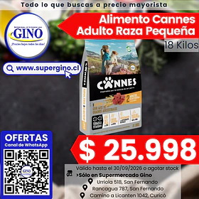 ALIM. PERRO CANNES ADULTO RAZA PEQUEÑ CARNE 18 KIL