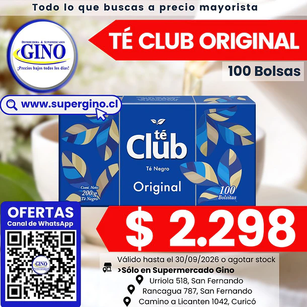 TE CLUB ORIGINAL x 100 bolsitas   (10)             1