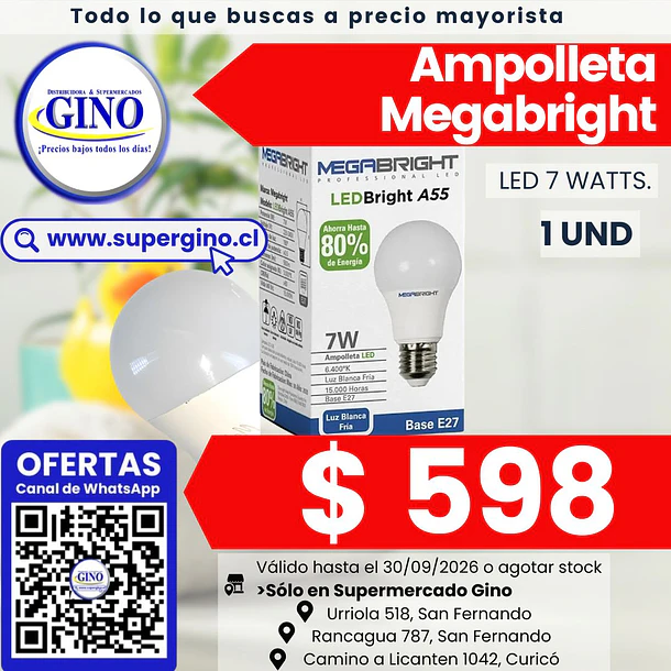 AMPOLLETA LED MEGABRIGHT 7W    (72) 1