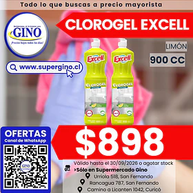 CLORO GEL EXCELL LIMON 900cc.  (12) (P 45)