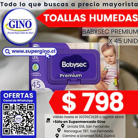 TOALLAS HUMEDAS BABYSEC PREM x 45un. (10) (P 120) 
