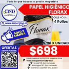 PAPEL HIG. FLORAX DOBLE HOJA (CJ.x 48) (DP.x 4) 1