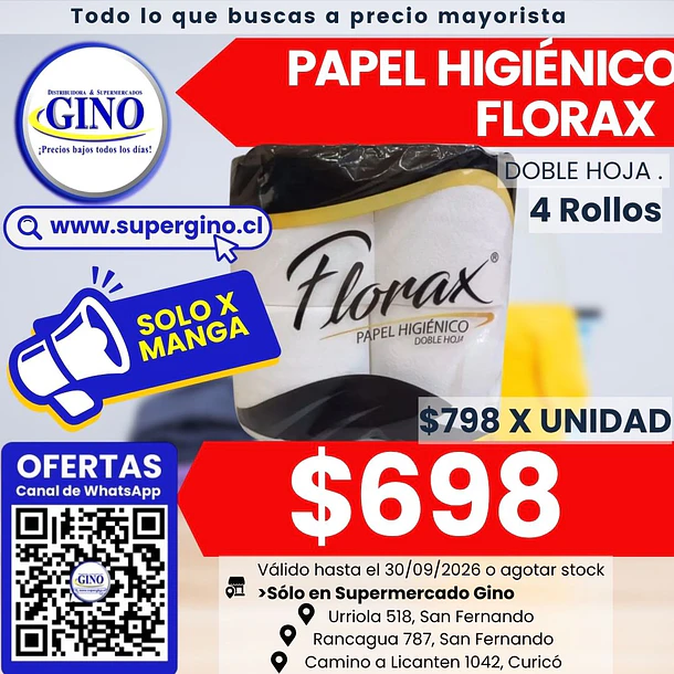 PAPEL HIG. FLORAX DOBLE HOJA (CJ.x 48) (DP.x 4) 1