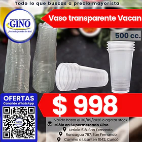 VASO TRANSPARENTE VACAN 500cc.x 25un.(90) (P 12)  