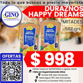 DURAZNO HAPPY DREAMS MITADES 567grs.  (24)        