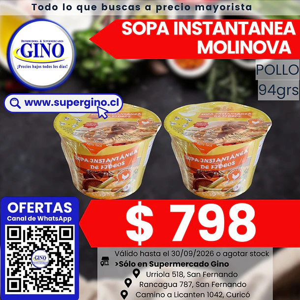 SOPA INSTANT. MOLINOVA POLLO POTE 94g. (12) (P 64) 1