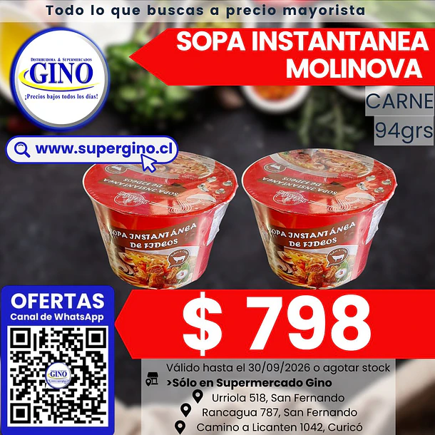 SOPA INSTANT. MOLINOVA CARNE POTE 94g. (12) (P 64) 1