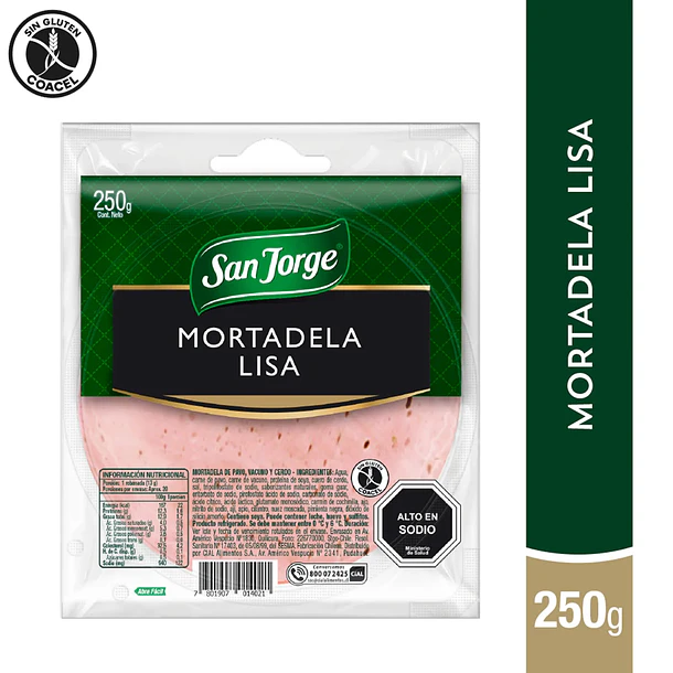 MORTADELA LISA SAN JORGE 250grs.   (12)