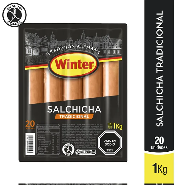 SALCHICHA TRADICIONAL  WINTER x 20un.1 KILO