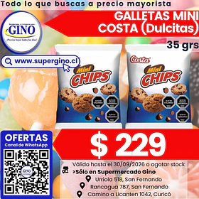 GALLETA MINI CHIPS CHOC COSTA 35 grs.    (30)