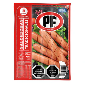 SALCHICHA TRADICIONAL PF 250grs.x 5un.