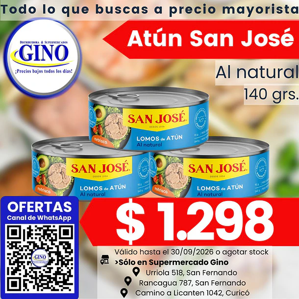 ATUN LOMITO SAN JOSE EN AGUA 140grs. (48) (P 88)   1