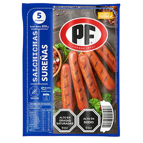 SALCHICHA SUREÑAS POLLO PF 250grs.x 5un.