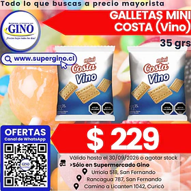 GALLETA MINI VINO COSTA 35grs.    (30)            