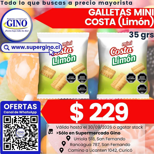 GALLETA MINI LIMON COSTA 35grs.   (30) 1