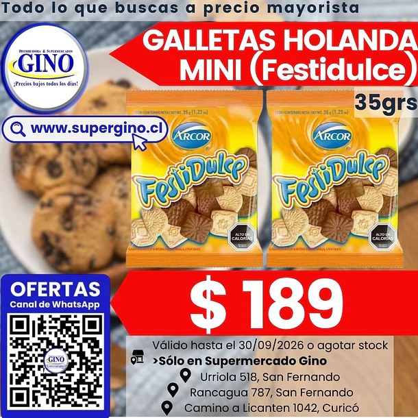 GALLETA HOLANDA MINI FESTIDULCE 35grs     (40) 1
