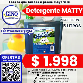 DETERG. LIQUIDO MATTY VERDE BIDON 5 lts.(P.135)