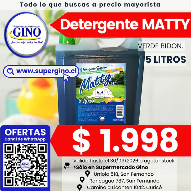 DETERG. LIQUIDO MATTY VERDE BIDON 5 lts.(P.135) 1
