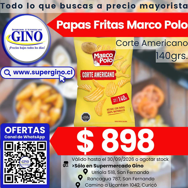 PAPAS FRITAS C/AMER. M.POLO 140grs.    (16)        1