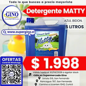 DETERG. LIQUIDO MATTY AZUL BIDON 5 lts. (P.135)   