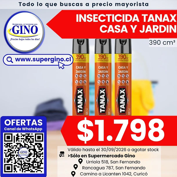 INSECTICIDA TANAX CASA JARDIN 390cc. (12)          1