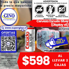 CERVEZA ESCUDO SILVER LATA 470cc.x6u.5ºG.L(4)(P 90