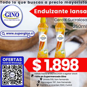 ENDULZANTE IANSA CERO K SUCRALOSA 250ml.(16)      