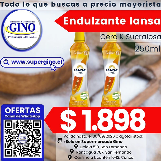 ENDULZANTE IANSA CERO K SUCRALOSA 250ml.(16)       1