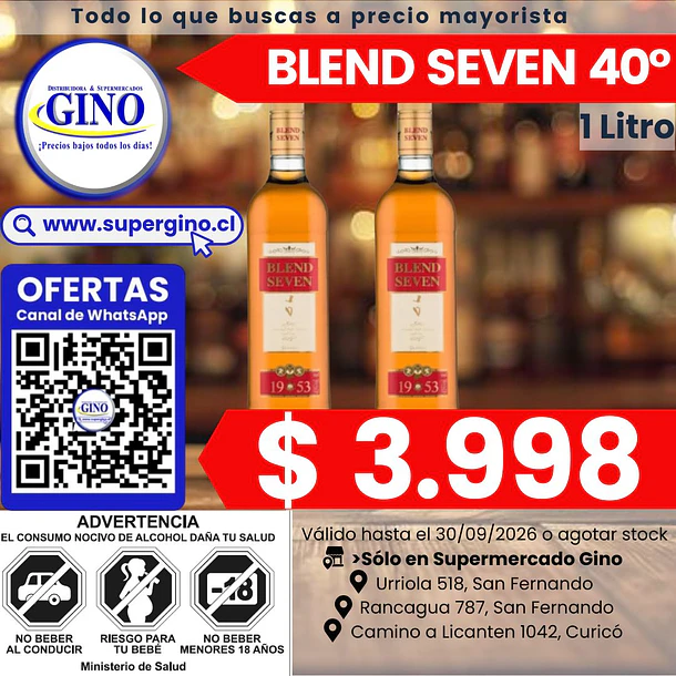 M. DE WHISKY BLEND SEVEN 40° G.L. 1 LITRO (12)     1