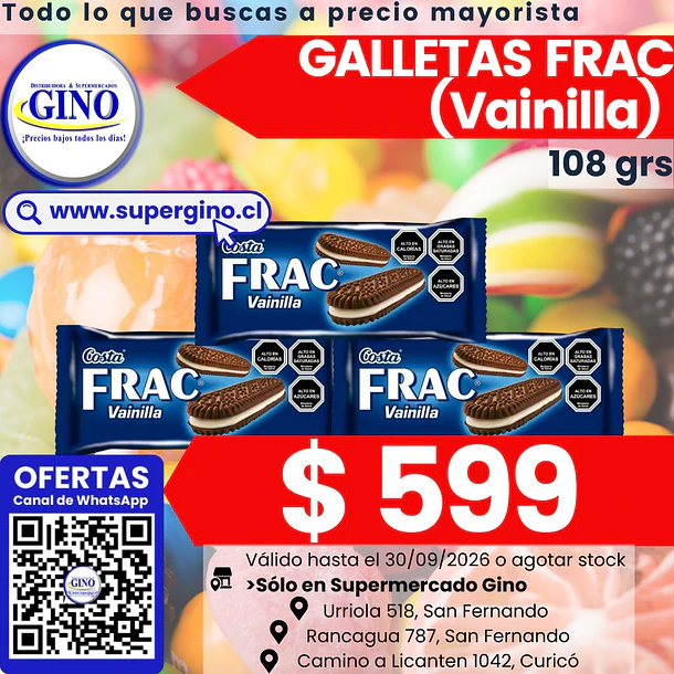 GALLETA FRAC VAINILLA 110grs. (36) (P 80)          1