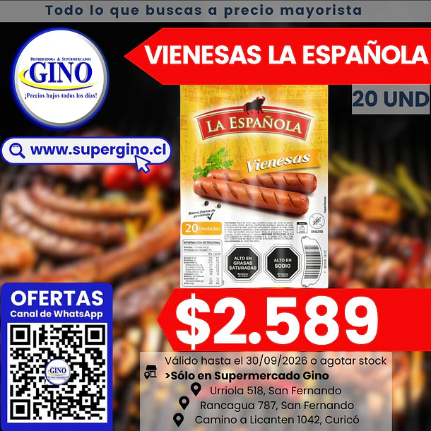 VIENESAS LA ESPAÑOLA 900grs.x 20un. 1