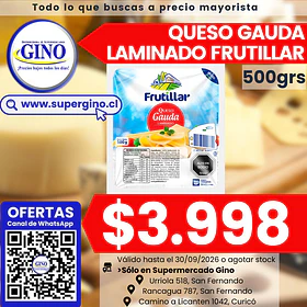 QUESO GAUDA LAMINADO 500grs. FRUTILLAR (12)