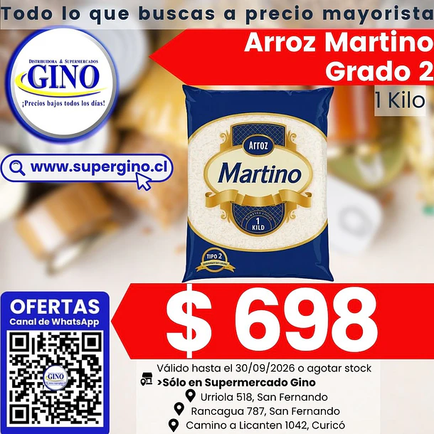 ARROZ MARTINO G.2 900grs.  (CJ.x 10u)              1