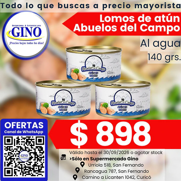ATUN LOMITO ABUELOS DEL CAMPO AGUA 140g.(24)       1