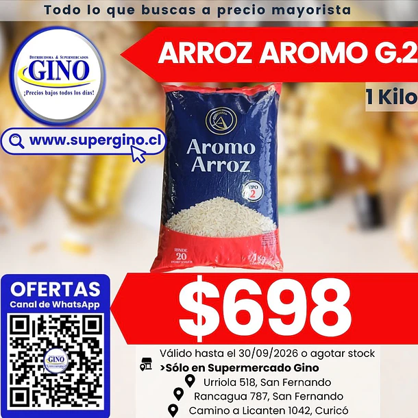 ARROZ AROMO G.2 1 KILO (CJ.x 10u)                  1