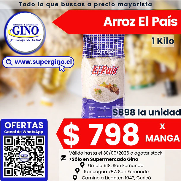 ARROZ EL PAIS G.2 1 KILO (CJ.x 10un)               1