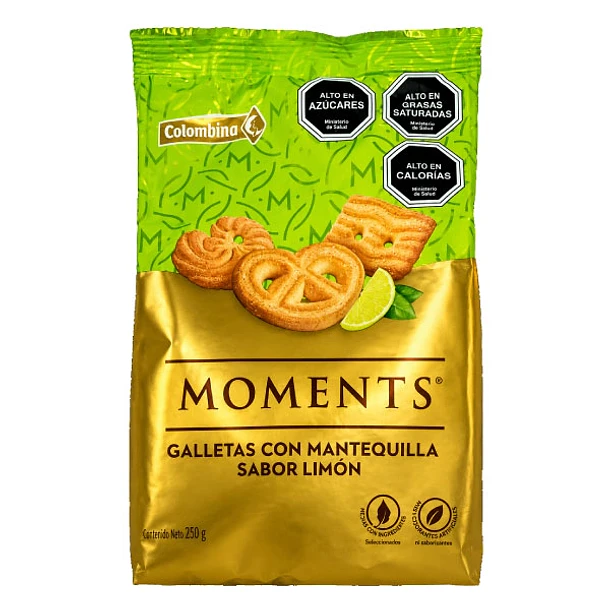 GALLETA MOMENTS LIMON COLOMBINA 250grs. (12)      