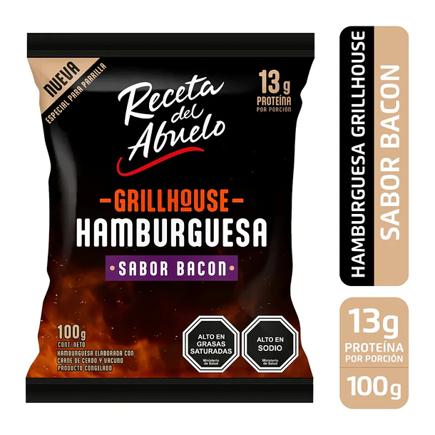 HAMBURGUESA GRILLHOUSE BACON STYLE RDA 100g. (42) 