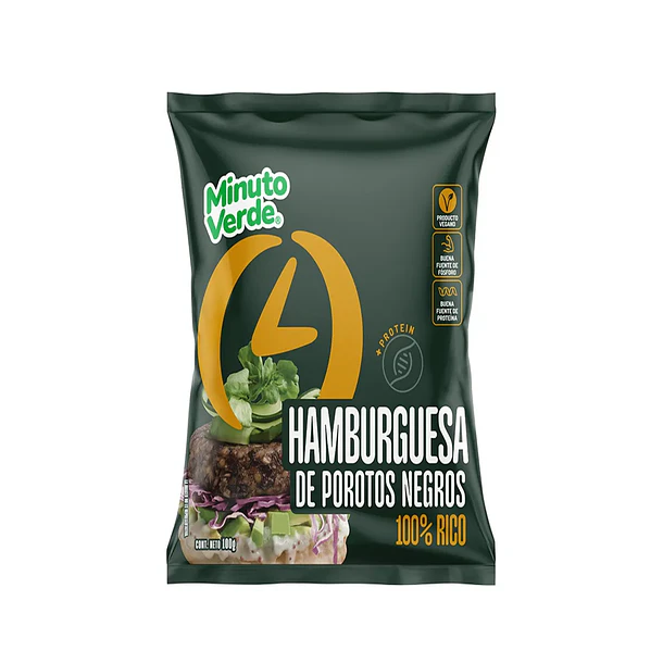 HAMBURGUESA POROTO NEGRO MINUTO VERDE 100g. (30)