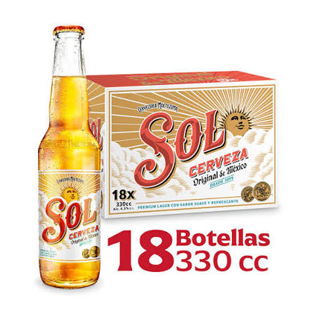 CERVEZA SOL BOTELLA 330cc.4.5° G.L. x 18un.        2